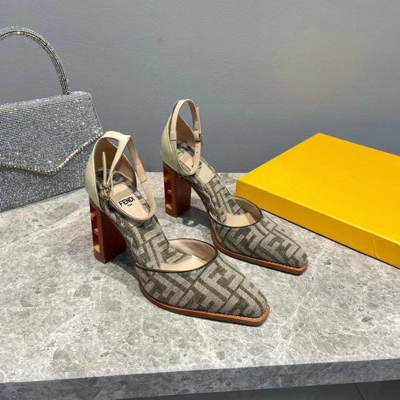 Shoes - NEW in box. Fendi FF logo jacquard sandal heels